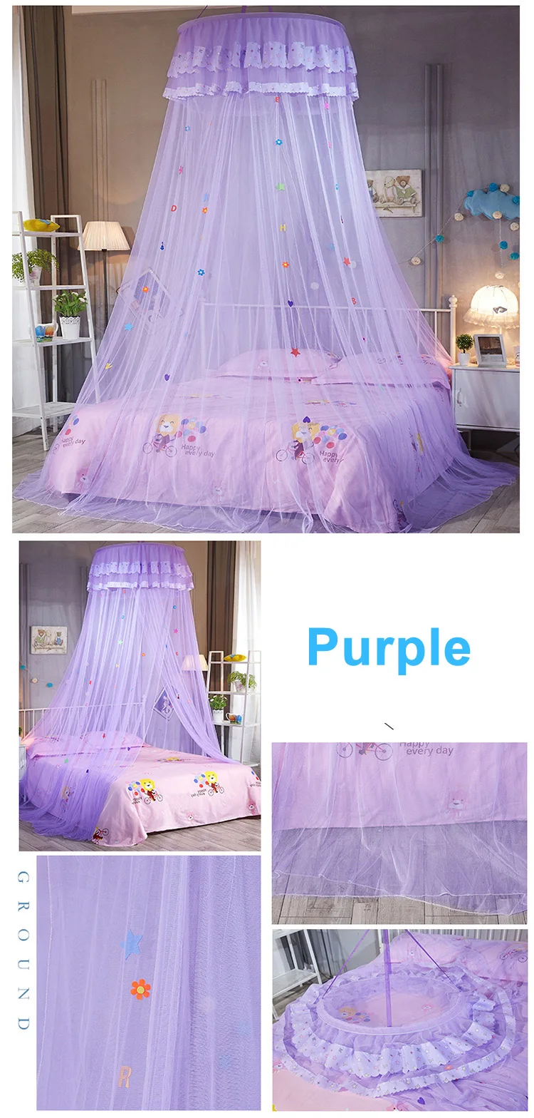 Универсальный Детский элегантный тюль кровать купол кровать сетчатый навес круговой Розовый Круглый купол постельные принадлежности москитная сетка для близнецов Королева Король