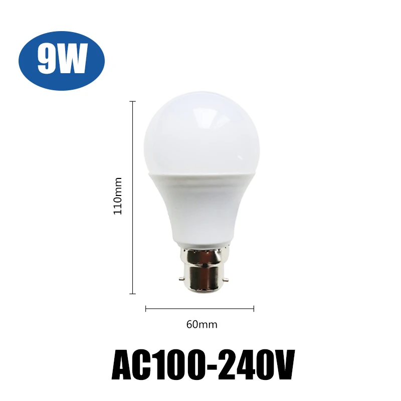 10 шт./лот светодиодный лампы B22 лампа лампада LED прожектор настольная лампа 110V 220V 240V 3 Вт, 5 Вт, 7 Вт, 9 Вт, 12 Вт, 15 Вт, 18 Вт, холодный белый свет теплый белый свет - Испускаемый цвет: 9W B22 AC100-240V