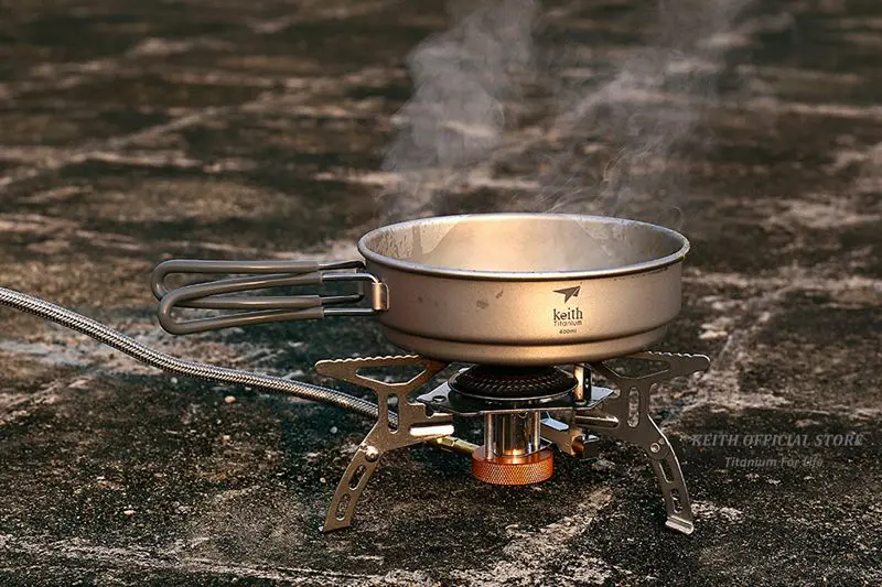 Panela de Titânio Conjunto com Alça Keith 800 Pote Tigela Dobrável Cozinhar Definir Ultralight Camping Piquenique Panelas Utensílio Ti6012 2 In1 400 ml 16 ml 800 ml Pote Tigela Conjunto Com