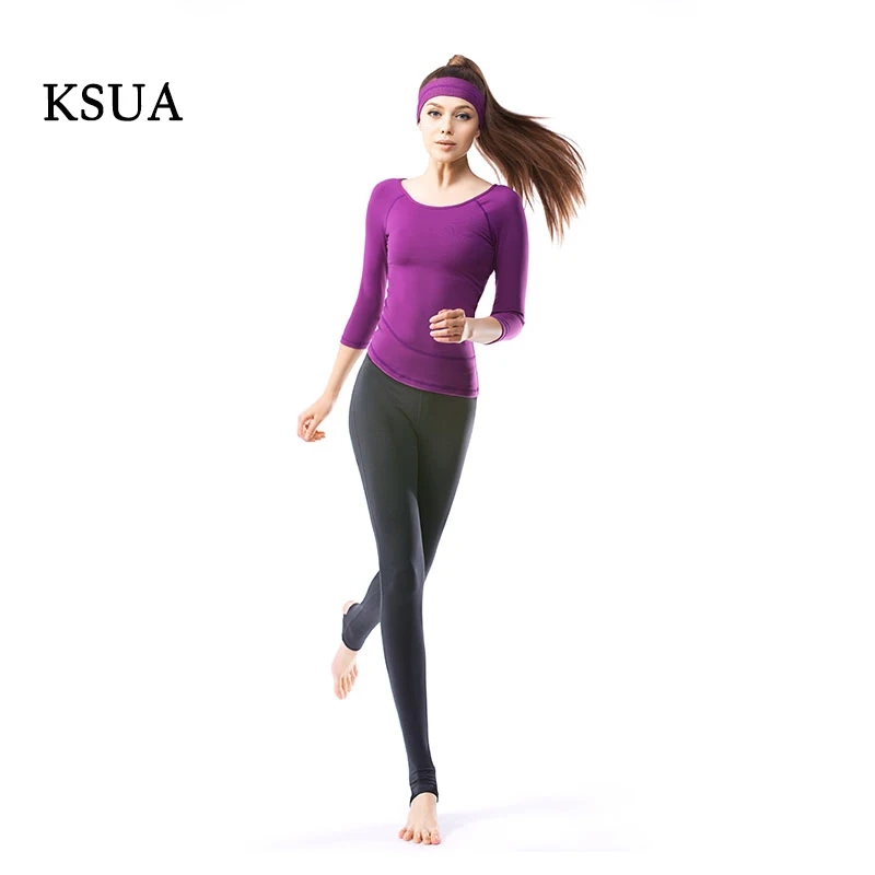 

KSUA Yoga Stirrup Trousers For Women Soild Quick Drying Sports Leggings Top Elasticity Breathable Woman's Yoga Gym Pants