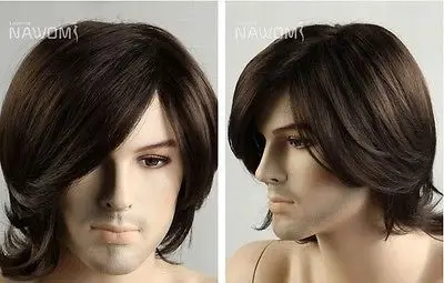 

Dark Brown Curly Hair Men's Wig Pop Art Men wig