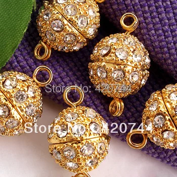 

50pcs/Lot Gold Tone Metal Diamante Rhinestone Necklace Clasps CHIC