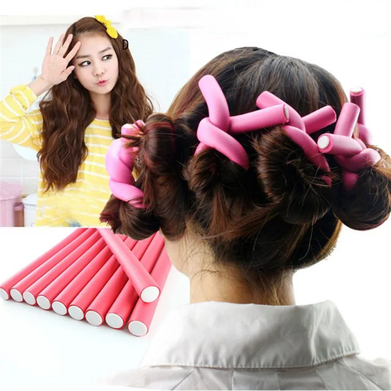 10 шт. Kawaii DIY Мягкие пластиковые стержни резиновые бигуди для Кудрей длинные