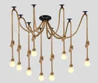 Best Price as low as $159.00 vintage loft industrial american country black spider lamp hemp rope pendant lights for coffee shop dinning room