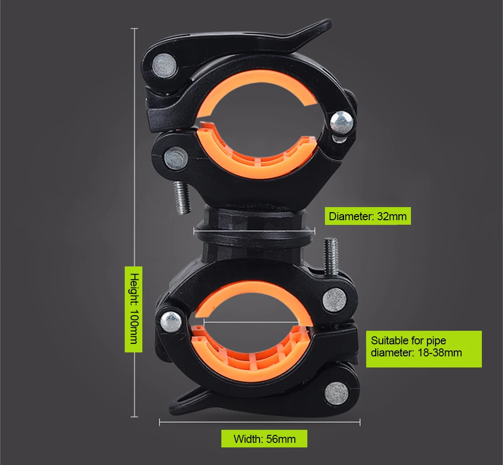 Велосипедный светильник, вращающийся на 360 °, кронштейн, зажим, фонарь, зажим, вспышка, светильник, зажим, двусторонний, с нескользящей резиновой прокладкой, запчасти для велосипеда