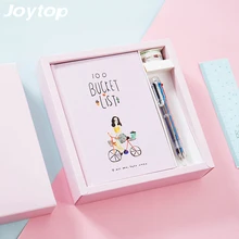 Купить онлайн JOYTOP ведро 100 список filofax Тетрадь многоцветный Шариковая ручка васи ленты Канцелярские наборы ручной книги дневник канцелярские подарочная коробка
