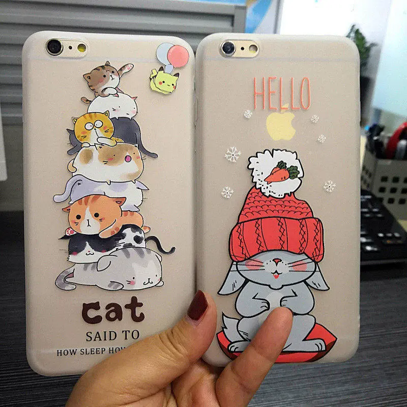 

Cute Cartoon Soft Silicone Capa For iphone 7 7Plus 8 8Plus Matte TPU Animal Pattern Case For iphone 6 6SPlus X XR XS Back Cover