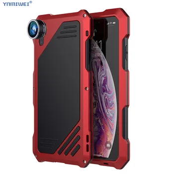 

R-just For iPhone Xs Max XR Case Waterproof Shockpoof Metal Phone Lens Cover With Wide-Angle Macro Fisheye Lenses For iPhone XR