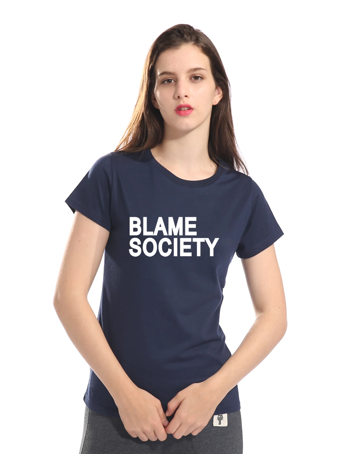 Blame society персональная футболка Женская Хип-Хоп Уличная 2019 лето новый стиль хлопок высокое качество Приталенная футболка женская