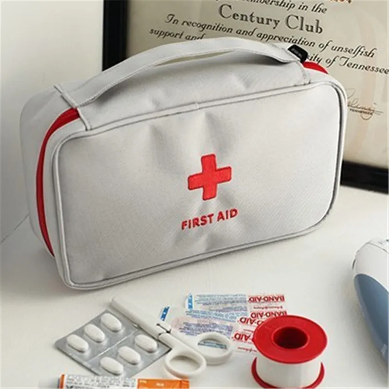 

1pc White Grey/ Red Medical Kit Oxford Portable Medicine Pill Storage Bag Outside Travel Bags Unbreakable Space Saver