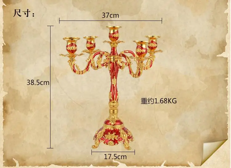 H38cm Европейский Винтаж 5 руку свадебные центральным канделябры подсвечники металлический подсвечник metalcraft подарок для дома decorzt092