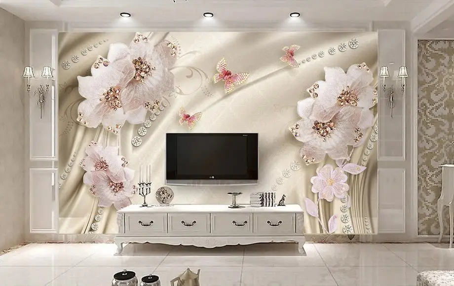 Пользовательские 3d обои Роскошные цветы 3d фото обои Гостиная Ванная комната настенная живопись нетканые обои современные
