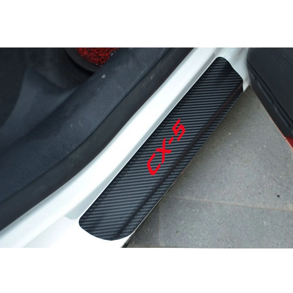 Виниловая наклейка из углеродного волокна для порога автомобиля, защитная накладка для MAZDA CX-5 CX5, автомобильные аксессуары