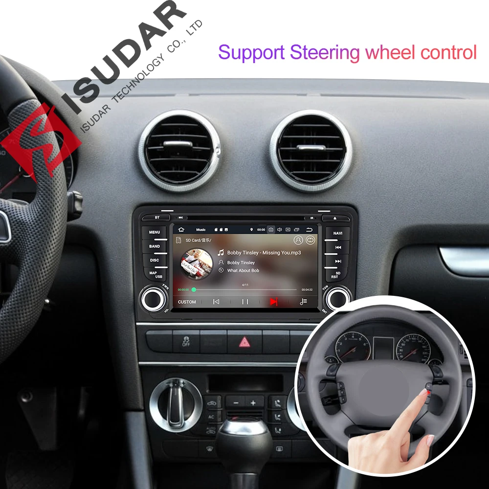 Isudar 2 Din Auto Multimedia Player GPS Android 9 DVD Automotivo Radio Für Audi A3 8 P/A3 8P1 3 -tü