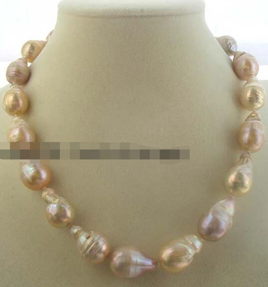 

FREE SHIPPING>>>@@> N1621 freshwater pearl pink reborn keshi drop baroque necklace 17" -Bride jewelry free shipping