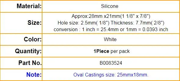 Силиконовая полимерная форма для изготовления ювелирных изделий овальной формы белого цвета 28 мм(1 1/") x 21 мм(7/8"), 1 шт