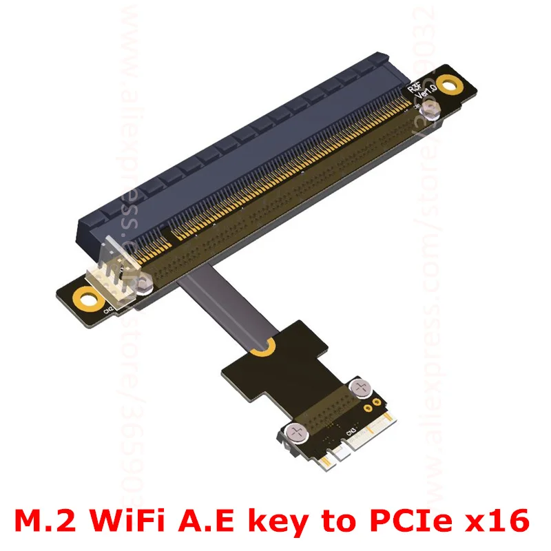 Плата расширения M.2 WiFi A.E Key A + E к PCI e 16x x16 Райзер адаптер ленточный кабель Gen3.0 AE для