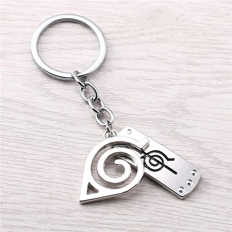 

J Store New Arrival Silver Naruto Konoha Leaf Village Symbol Alloy Keychain For Fans Key Ring Holder Chaveiro Porte Clef