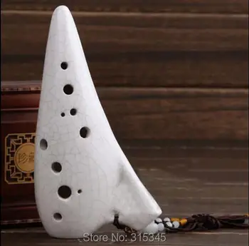 

100 PCS Ocarina Flute 12 Hole Alto C Ceramic Instrument White Best Gift