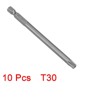 

UXCELL Newest 10pcs 1/4" 100mm Hex Shank T30 Magnetic Torx Head Security Screwdriver Bits S2 High Alloy Steel