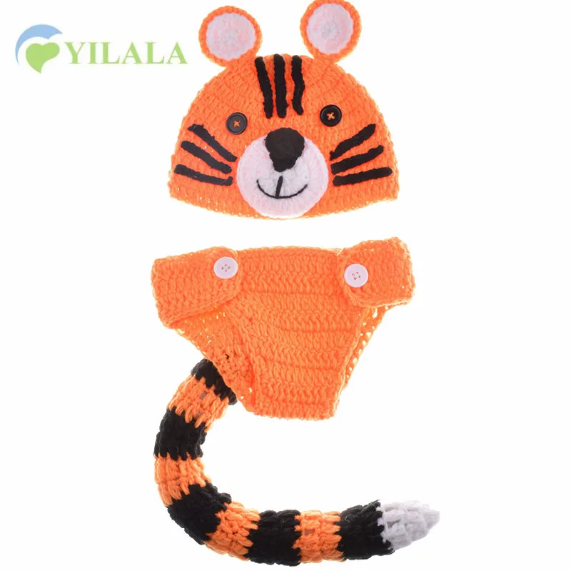 Fashion Animal Baby Hat Tiger Style Photograph Props Cotton Knitted