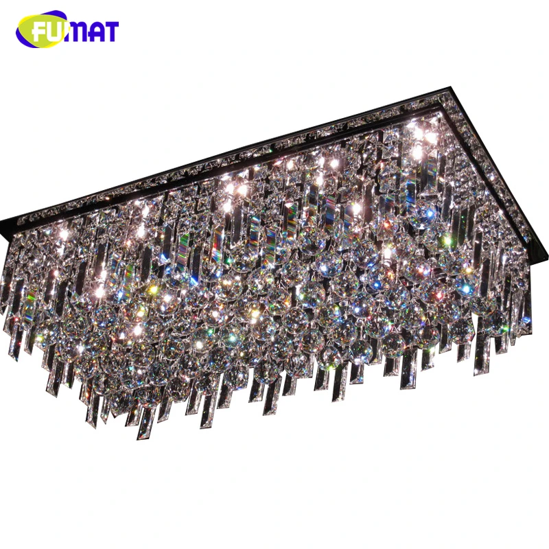 

FUMAT Rectangle K9 Crystal Chandelier Ceiling Living Room Dining Room Modern Brief K9 Crystal Lights Lustre Hotel LED Chandelier