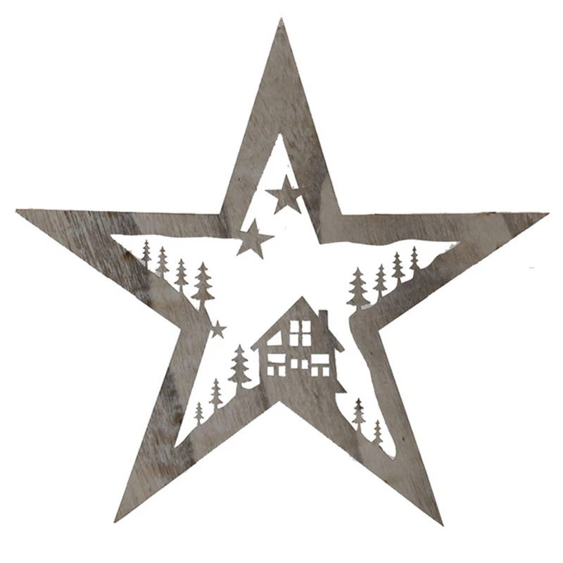Creative Wooden Pentagram LED Night Lamp Indoor Christmas Halloween Holiday Decoration Table Star Lighting for Children Gift (1)