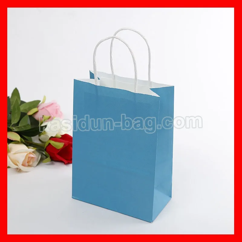 100 шт/лот) подарочных крафт-бумажных мешков с ручками - Цвет: Sky blue