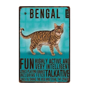 

[ Kelly66 ] Bengal Cat Metal Sign Tin Poster Home Decor Bar Wall Art Painting 20*30 CM Size y-2161