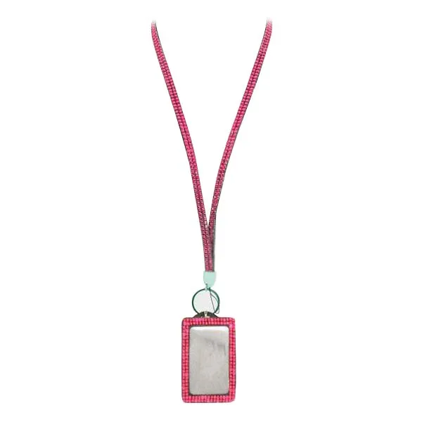 Rhinestone Bling Crystal Custom Lanyard Vertical ID Badge Holder (RoseRed)in Badges from Home