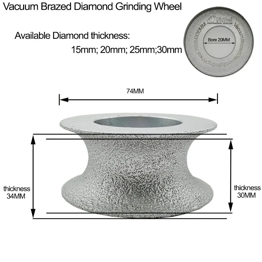 75 мм x 30 мм полукруглый профиль колеса вакуумной пайки алмазного шлифовального край шлифовальные диски