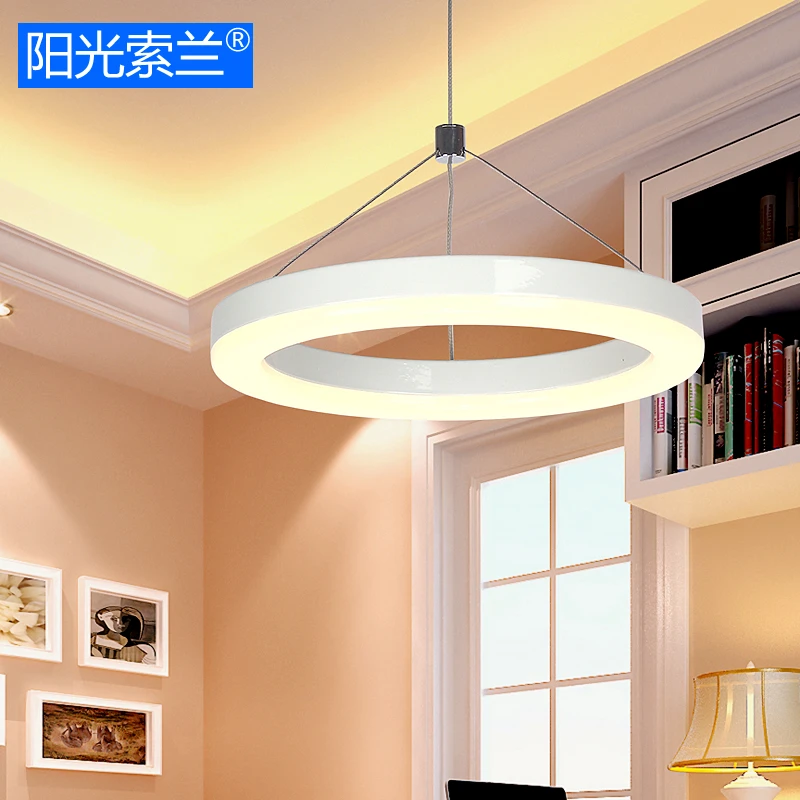 

Modern simple LED lighting White Ring chandelier for diningroom bar table study office LED 12W AC90V-260V ceiling chandelier