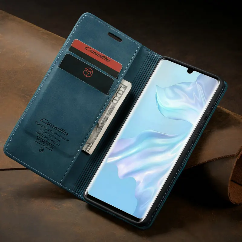 CaseMe Wallet Phone Case For Huawei P30 Magnetic 360 Retro Leather Credit Card Money Slot Back Cover For Huawei P30 Pro P30 lite
