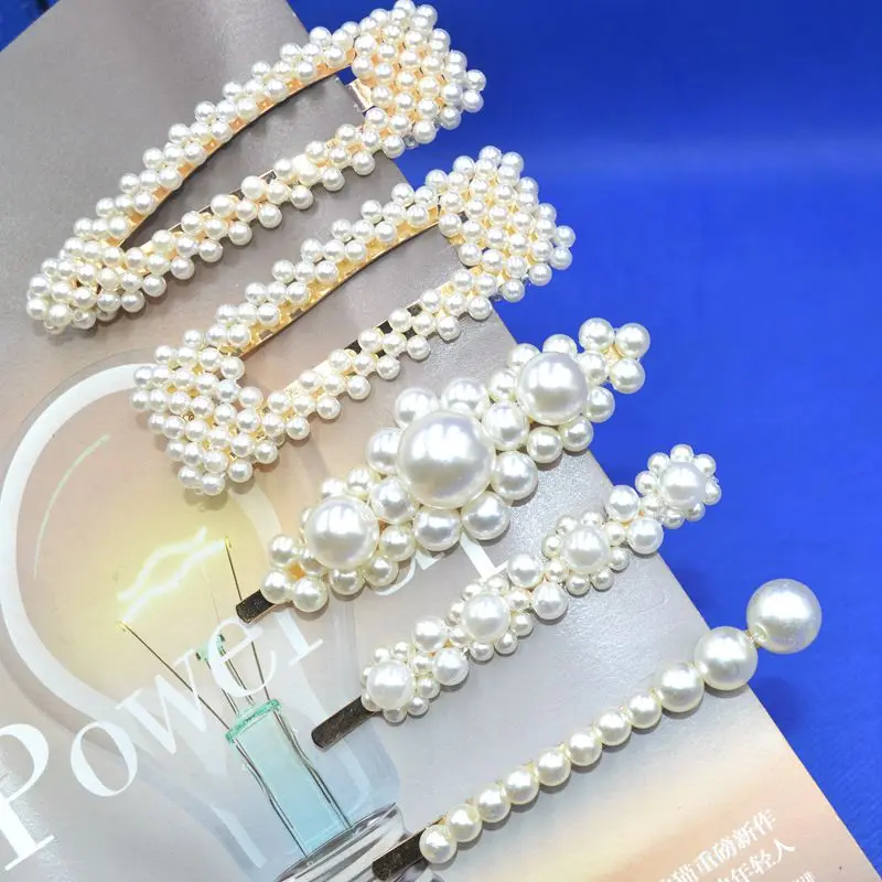 

2 Pcs Simulated Pearl Barrettes Hair Clip Silver Gold Big Comb Bobby Pins Hair Accessories Fashion Handmade Hairgrip Headdress