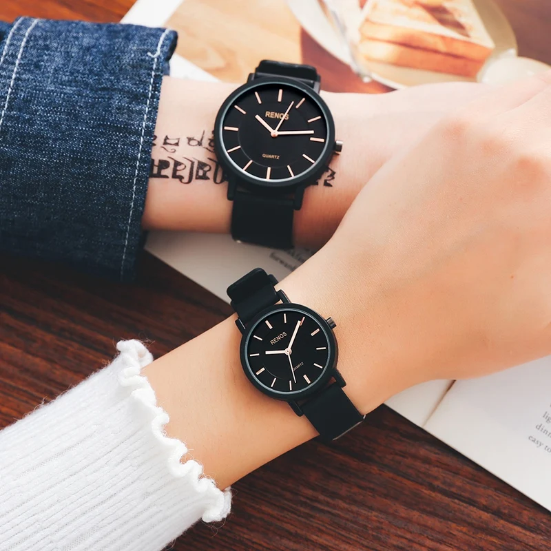 

RENOS Lovers' Wristwatches Simple Casual Fashion Quartz Watch With Box Birthday Anniversary Watches PU Band For Men Woman Unisex