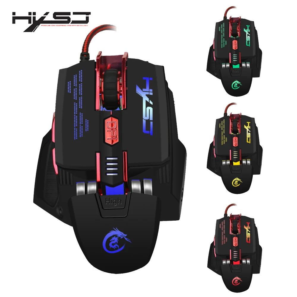 

HXSJ X200 4000 DPI Colorful Gaming Mouse 7 Buttons Home Playing Games Optical USB Wired Computer Game Mouse