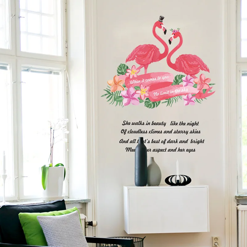 Flamingo Quote Living Room Bedroom Removable DIY Vinyl Window Furniture