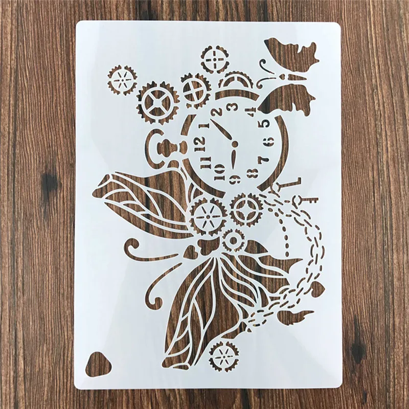 

InLoveArts/Butterfly Gear Plastic Stencils/Airbrush Painting Scrapbooking/Drawing Hollow Template/DIY Album Crafts Cutting Dies