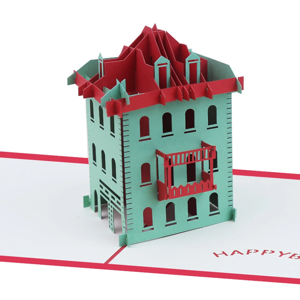 Креативный ручной креативный 3D Pop Up House с днем рождения работы Поздравительная
