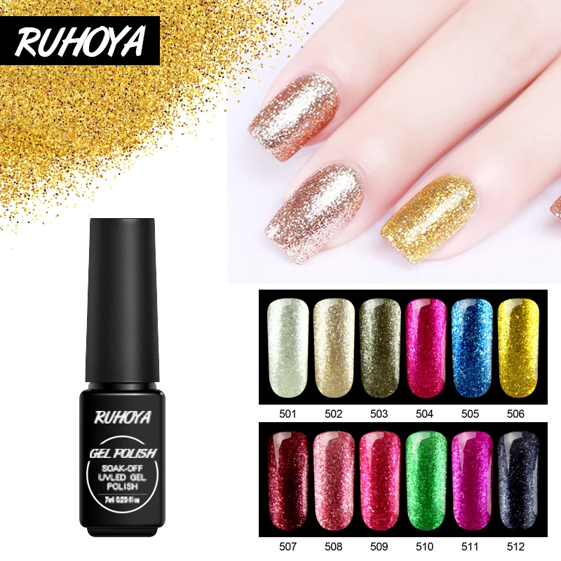 Ruhoya 7 мл блеск платины Lucky УФ гель лак для ногтей Soak Off полу постоянный