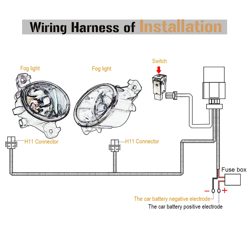 Buildreamen2 стайлинга автомобилей противотуманных фар H11 проводки кабель в пучке+ коммутатор с Светодиодный индикатор на реле предохранитель для Nissan, Infiniti