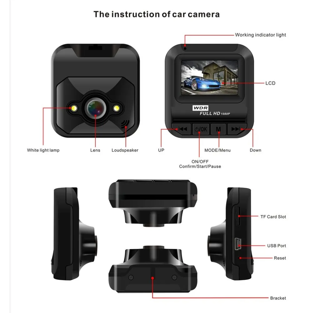 Автомобильный видеорегистратор 2K для супер ночного видения(400 Вт датчик, 160 градусов широкоугольный объектив, 2-дюймовый экран, g-сенсор