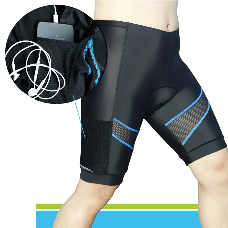 

Men Padded Cycling Shorts with Pocket Shockproof MTB Bicycle Shorts Reflective Road Bike Shorts Ropa Ciclismo Tights For Man