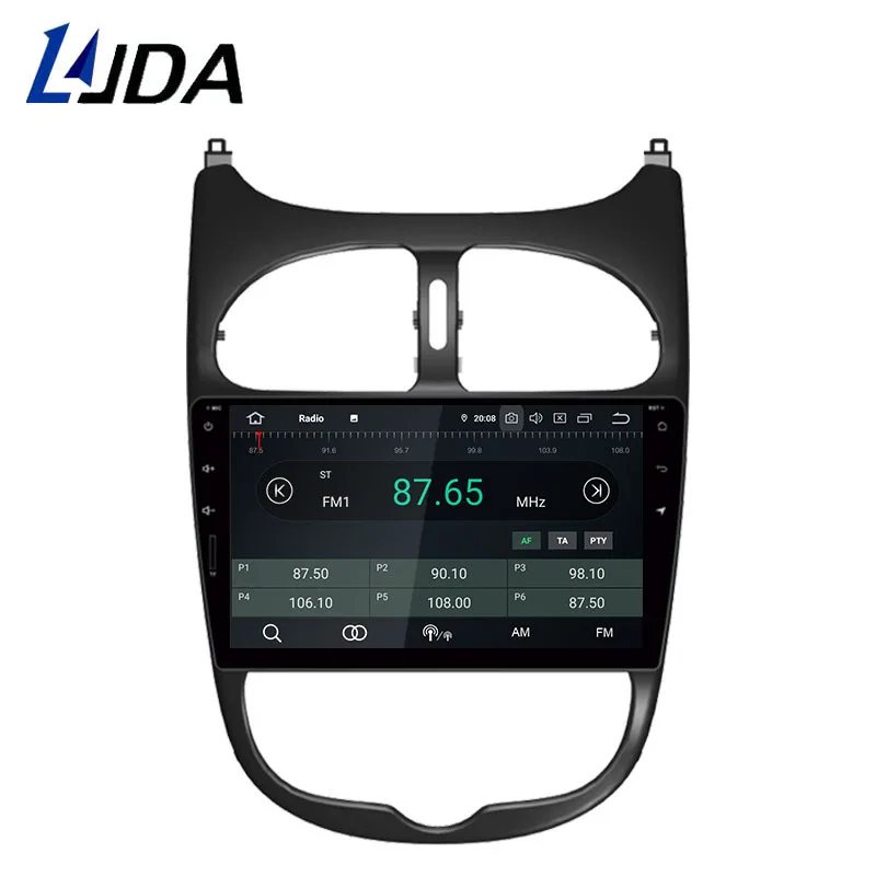 Top LJDA Android 9.0 Car Multimedia Player For Peugeot 206 2002 2003 2004 2005 2006 2007 2008 GPS Stereo Radio 4G+32G Stereo WIFI 1