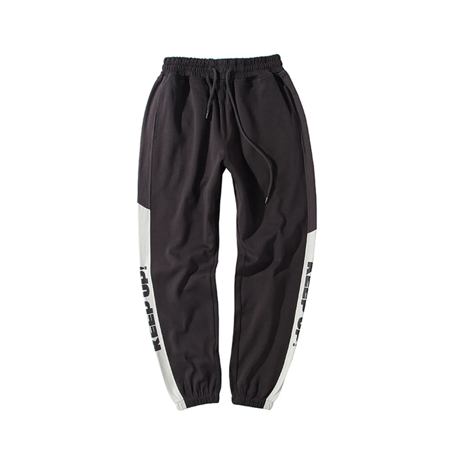 Running Striped Jogger Pants Men Black Japanese Streetwear