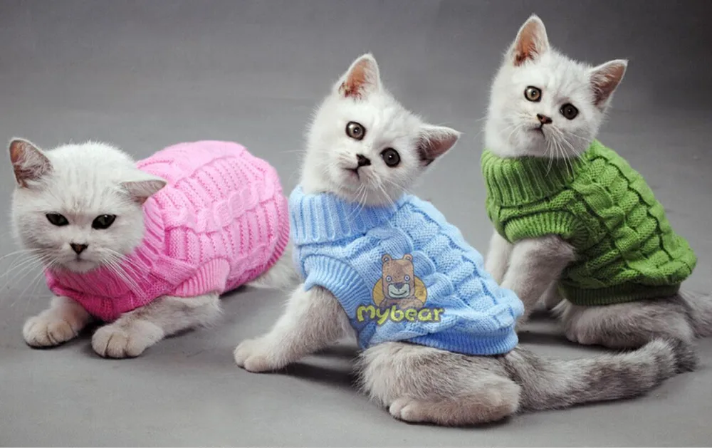 Spagetti цветной теплый осенне-зимний свитер для собаки для кошки, джемпер для питомца, одежда для кошек, маленьких кошек, собак, домашних животных