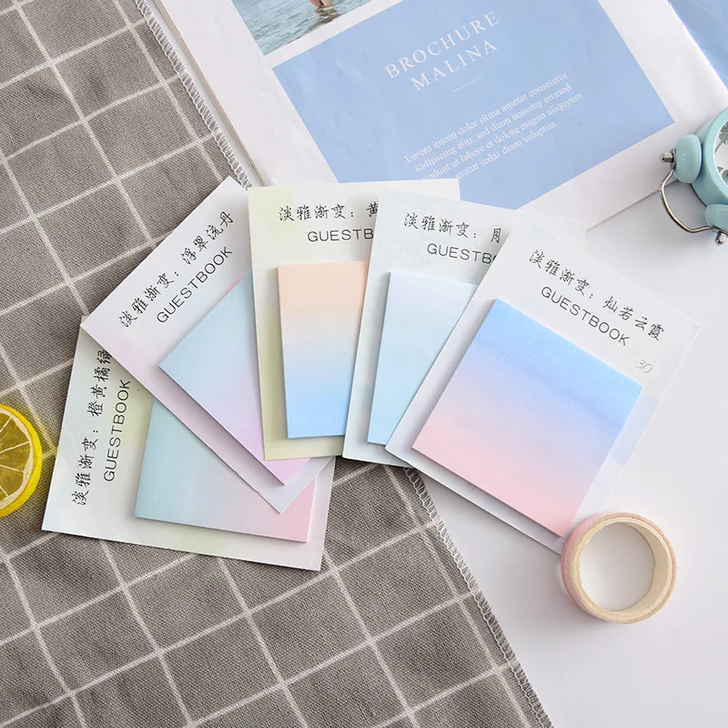 

Creative gradient Planner Stickers Sticky Notes Memo Pad Kawaii Stationery Memo Pads Note Pad Office Decoration