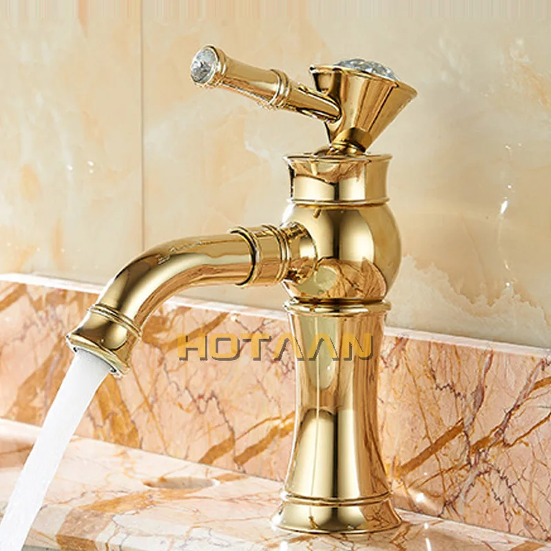 Basin faucet Bathroom faucet Gold finish Brass Mixer Tap