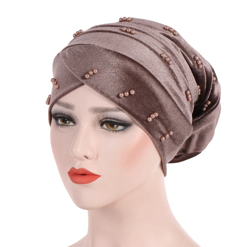 Конфеты цвета для женщин бисер бархат Headwrap Африканский тюрбан галстук шарф твист резинка для волос, тюрбан бандана бинты хиджаб интимные