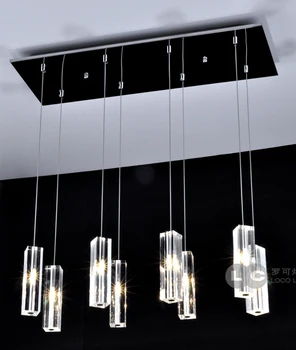 

Modern Minimalist Rectang Crystal Pendant Light For Bar Dining Room 5 Head /8 Crystal Hanging Lighting Lamp Lustre Pendente